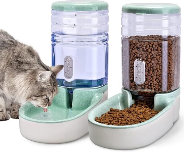 Automatic Dog Cat Feeder and Water Dispenser Gravity Food